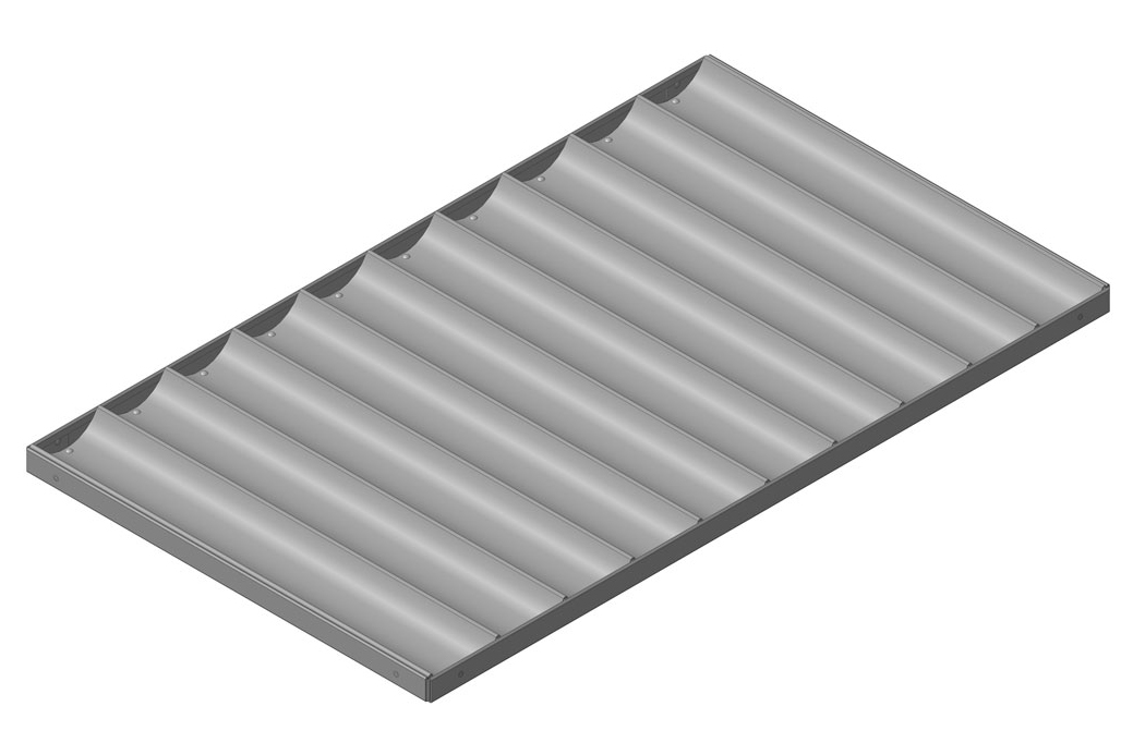 Лист волнистый перфорированный алюминиевый в рамке, 10 волн, глубина волны 30 мм, шаг 92* мм, размеры листа 580х980 мм; ЛПВ - 10А - Р- 580х980х30